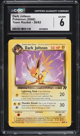 2000 Pokemon Team Rocket Dark Jolteon #38 CGC 6 EXMT