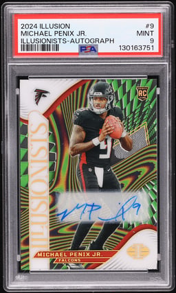2024 Panini Illusions Illusionists Michael Penix Jr. ROOKIE AUTO /99 #9 PSA 9 MINT