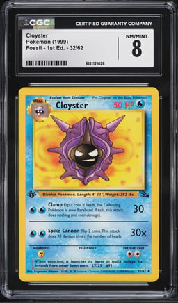 1999 Pokemon Fossil 1st Edition Cloyster #32 CGC 8 NM-MT