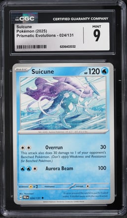 2025 Pokemon Scarlet & Violet Prismatic Evolutions Suicune #24 CGC 9 MINT