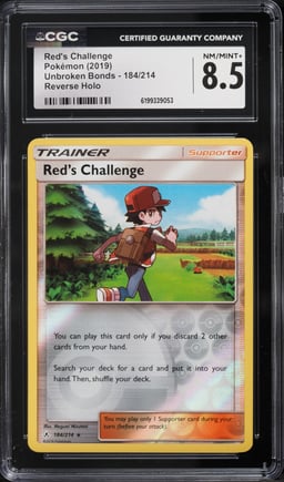2019 Pokemon Unbroken Bonds Reverse Holo Red's Challenge #184 CGC 8.5 NM-MT+