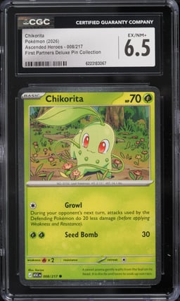 2026 Pokemon Mega Evolution Ascended Heroes First Partners Deluxe Pin Chikorita #8 CGC 6.5