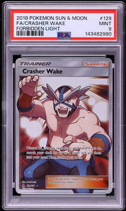 2018 Pokemon Sun & Moon Forbidden Light Full Art Crasher Wake #129 PSA 9 MINT