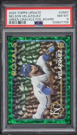 2024 Topps Update Green Crackle Foilboard Nelson Velazquez /499 #US67 PSA 8 NM-MT