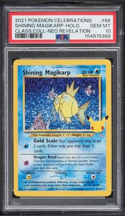 2021 Pokemon Sword & Shield Celebrations Classic Collection Holo Shining Magikarp #66 PSA 10