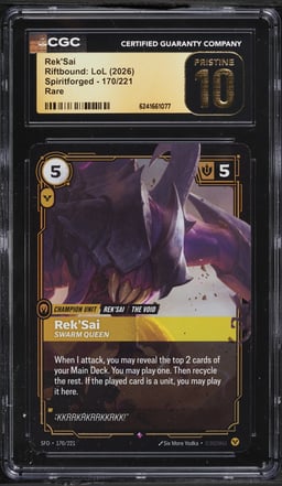 2026 Riftbound League Of Legends LoL Spiritforged Rek'Sai #170 CGC 10 PRISTINE