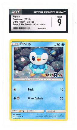 2018 Pokemon Ultra Prism Toys 'R US Holo Cosmos Piplup #32 CGC 9