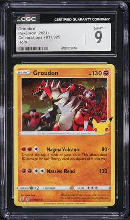 2021 Pokemon Sword & Shield Celebrations Holo Groudon #17 CGC 9 MINT