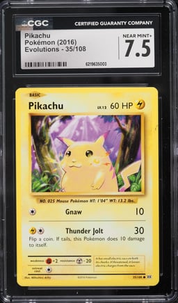 2016 Pokemon XY Evolutions Pikachu #35 CGC 7.5 NRMT+