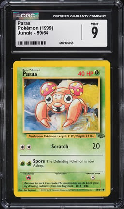1999 Pokemon Jungle Paras #59 CGC 9 MINT