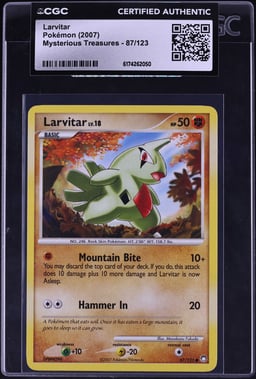 2007 Pokemon Diamond & Pearl Mysterious Treasures Larvitar #87 CGC AUTH