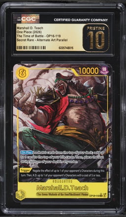 2026 One Piece The Time Of Battle SEC Alt Art Marshall D. Teach #OP16-119 CGC 10 PRISTINE