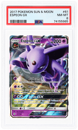 2017 Pokemon Sun and Moon Espeon Gx #61 PSA 8