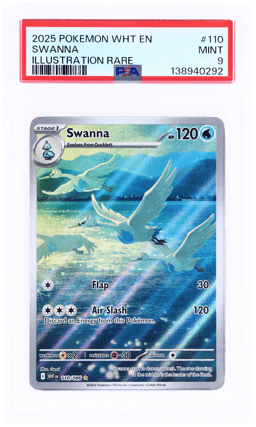 2025 Pokemon Scarlet and Violet White Flare Illustration Rare Swanna #110 PSA 9