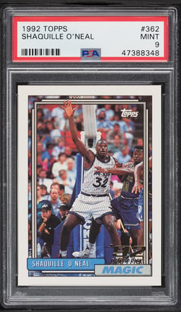 1992 Topps Basketball Shaquille O'Neal ROOKIE #362 PSA 9 MINT