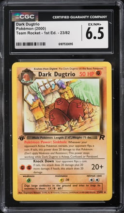 2000 Pokemon Team Rocket 1st Edition Dark Dugtrio #23 CGC 6.5 EXMT+