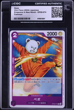 2024 One Piece Japanese Emperors In New World Bepo #OP09-074 CGC AUTH