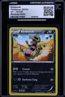2014 Pokemon XY Reverse Holo Krokorok #70 CGC AUTH