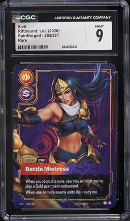 2026 Riftbound League Of Legends LoL Spiritforged Sivir #203 CGC 9 MINT