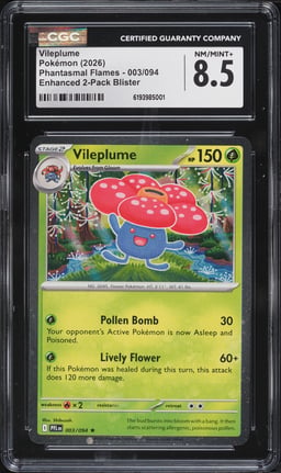 2026 Pokemon Phantasmal Flames Enhanced 2-Pack Blister Vileplume #003 CGC 8.5 NM-MT+