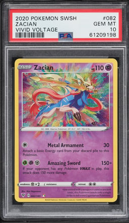 2020 Pokemon Sword & Shield Vivid Voltage Amazing Rare Zacian #82 PSA 10 GEM MINT