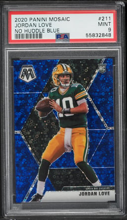 2020 Panini Mosaic No Huddle Blue Jordan Love ROOKIE /75 #211 PSA 9 MINT