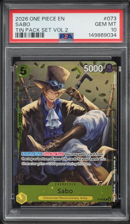 2026 One Piece Promo Tin Pack Set Volume 2 Sabo #P-073 PSA 10 GEM MINT