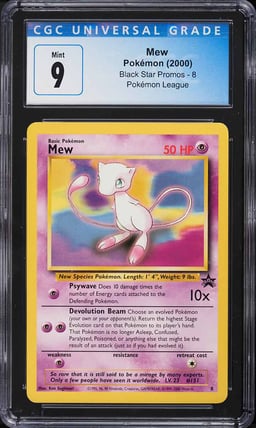 2000 Pokemon League Black Star Promo Mew #8 CGC 9 MINT