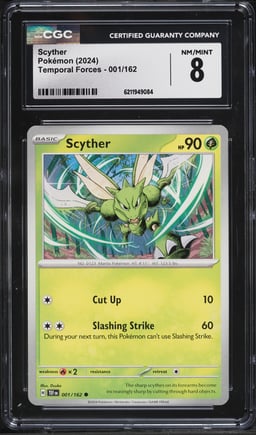 2024 Pokemon Temporal Forces Scyther #001 CGC 8 NM-MT