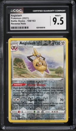 2021 Pokemon Sword & Shield Battle Styles Reverse Holo Aegislash #108 CGC 9.5 MINT+