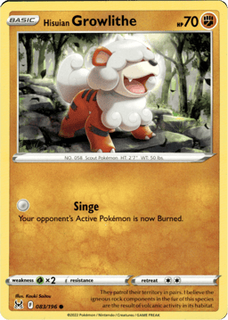 2022 Hisuian Growlithe #83 Lost Origin