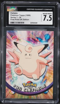 1999 Topps Pokemon Series 1 First Print UK Edition Clefable #36 CGC 7.5 NRMT+