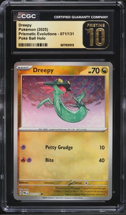 2025 Pokemon SV Prismatic Evolutions Poke Ball Reverse Holo Dreepy #71 CGC 10 PRISTINE
