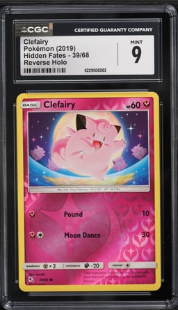 2019 Pokemon Sun & Moon Hidden Fates Reverse Holo Clefairy #39 CGC 9 MINT