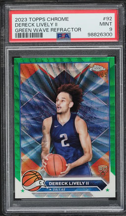 2023 Topps Chrome Green Wave Refractor Dereck Lively II ROOKIE /65 #92 PSA 9 MINT