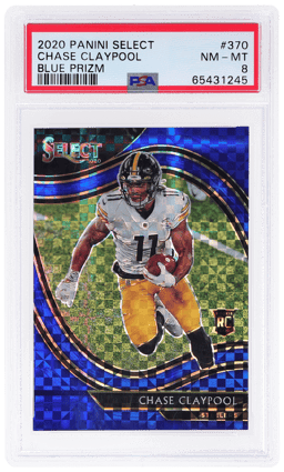 2020 Panini Select Field Level Blue Prizm Chase Claypool #370 48/49 PSA 8