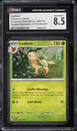 2025 Pokemon Scarlet & Violet Prismatic Evolutions Costco Exclusive Leafeon #5 CGC 8.5 NM-MT+