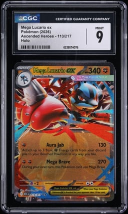 2026 Pokemon Mega Evolution Ascended Heroes Holo Mega Lucario Ex #113 CGC 9 MINT