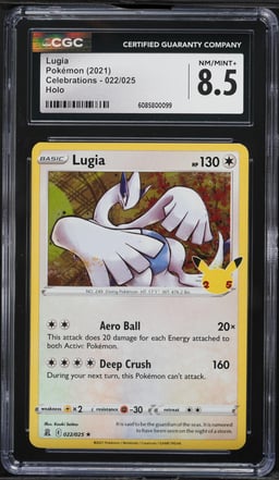 2021 Pokemon Sword & Shield Celebrations Holo Lugia #22 CGC 8.5 NM-MT+