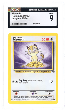 1999 Pokemon Jungle Meowth #56 CGC 9