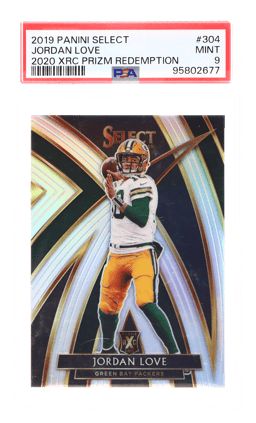 2019 Panini Select '20 Xrc Prizm Redemption Jordan Love #304B PSA 9