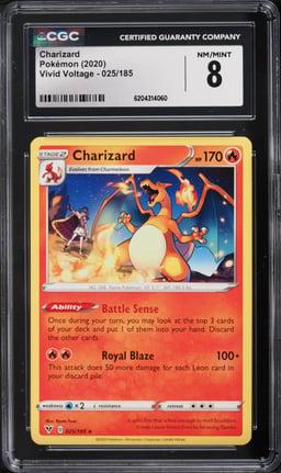 2020 Pokemon Sword & Shield Vivid Voltage Charizard #25 CGC 8 NM-MT