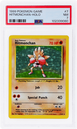 1999 Pokemon Base Set Holo Hitmonchan #7 PSA 7