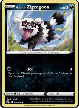 2021 Galarian Zigzagoon #159 Fusion Strike
