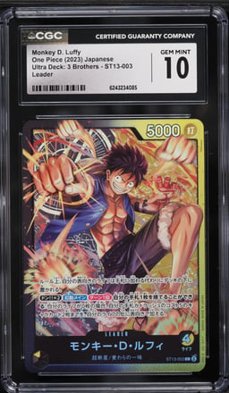 2023 One Piece Japanese Ultra Deck 3 Brothers Leader Monkey D. Luffy #ST13-003 CGC 10 GEM MINT