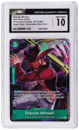 2025 One Piece Promo Illustration Box Volume 4 Dracule Mihawk #ST12-003 CGC 10