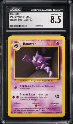 1999 Pokemon Base Set Haunter #29 CGC 8.5 NM-MT+