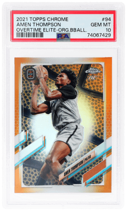 2021 Topps Chrome Overtime Elite Orange Basketball Refractor Amen Thompson #94 20/25 PSA 10