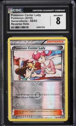2016 Pokemon XY Generations Reverse Holo Pokemon Center Lady #68 CGC 8 NM-MT