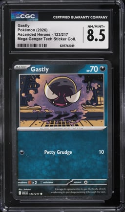2026 Pokemon Mega Evolution Ascended Heroes Tech Sticker Gastly #123 CGC 8.5 NM-MT+